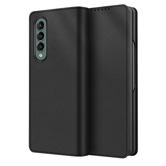 For Samsung Galaxy Z Fold4 Split Type Horizontal Flip Foldable Leather Phone Case(Plain Black) - Galaxy Z Fold4 5G Cases by buy2fix | Online Shopping UK | buy2fix