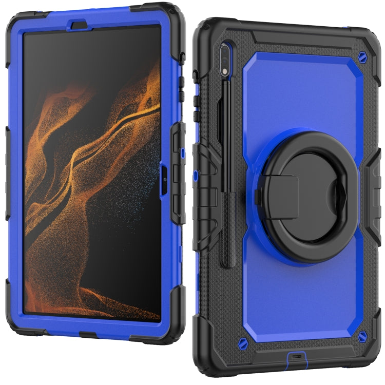 For Samsung Galaxy Tab S8+ / S7+ Bracelet Holder Silicone + PC Tablet Case(Dark Blue) - Galaxy Tab S8+ Cases by buy2fix | Online Shopping UK | buy2fix