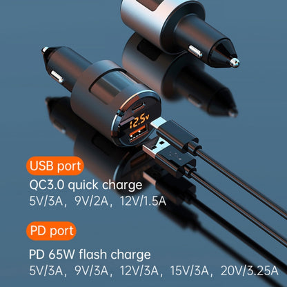 SC01 65W QC3.0 + PD Dual Ports Car Charger with Voltage Display(Black) - In Car by buy2fix | Online Shopping UK | buy2fix