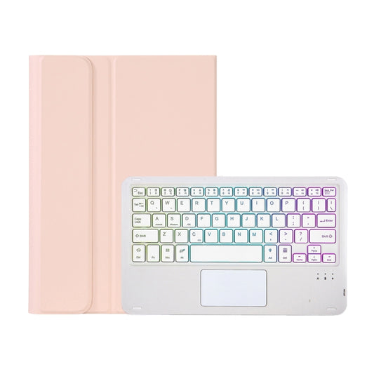 OP12-AS Lambskin Texture Ultra-thin Bluetooth Keyboard Leather Case with Touchpad & Backlight For OPPO Pad Air 10.4 inch(Pink) - Others Keyboard by buy2fix | Online Shopping UK | buy2fix