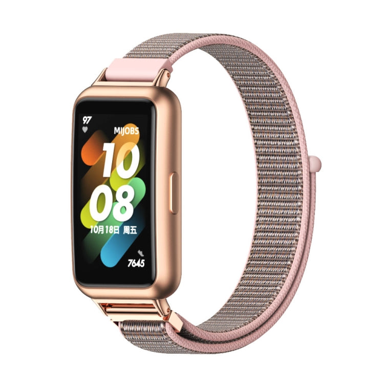 For Huawei Band 7 / 7 NFC Mijobs Breathable Nylon Watch Band(Pink Rose Gold) - Watch Bands by MIJOBS | Online Shopping UK | buy2fix