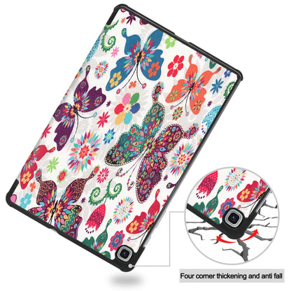 For Samsung Galaxy Tab S6 Lite P610 10.4 inch Colored Drawing Horizontal Flip Leather Case, with Three-folding Holder(Colorful Butterfly) - Samsung Accessories by buy2fix | Online Shopping UK | buy2fix