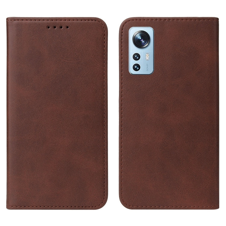 For Xiaomi 12X Magnetic Closure Leather Phone Case(Brown) - Xiaomi Cases by buy2fix | Online Shopping UK | buy2fix