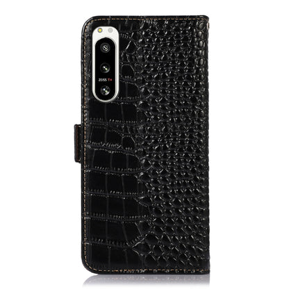 For Sony Xperia 5 IV Crocodile Top Layer Cowhide Leather Phone Case(Black) - Sony Cases by buy2fix | Online Shopping UK | buy2fix