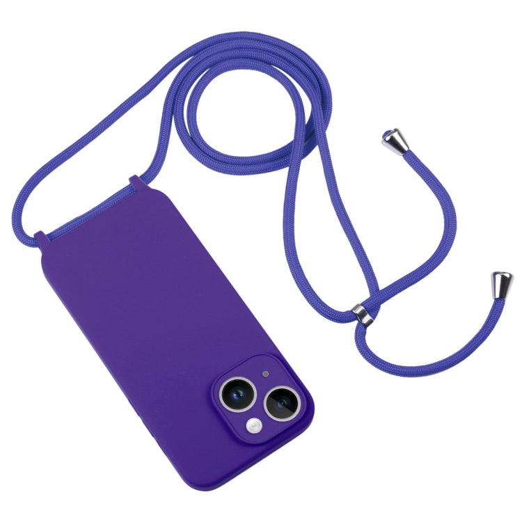 For iPhone 14 Plus Crossbody Lanyard Liquid Silicone Case(Purple) - iPhone 14 Plus Cases by buy2fix | Online Shopping UK | buy2fix
