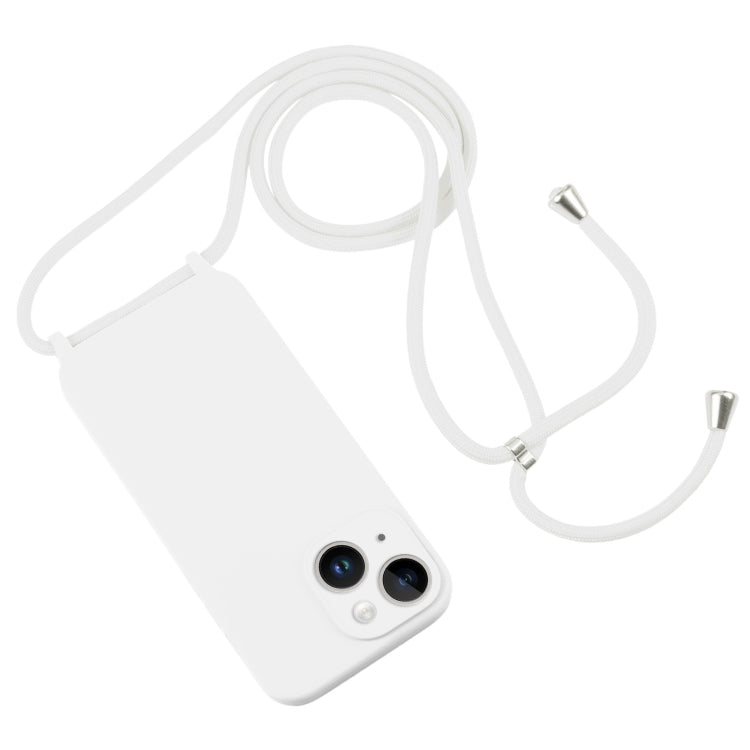 For iPhone 14 Plus Crossbody Lanyard Liquid Silicone Case(White) - iPhone 14 Plus Cases by buy2fix | Online Shopping UK | buy2fix