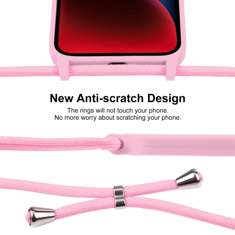 For iPhone 14 Plus Crossbody Lanyard Liquid Silicone Case(Pink) - iPhone 14 Plus Cases by buy2fix | Online Shopping UK | buy2fix