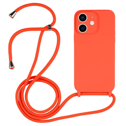 For iPhone 12 Crossbody Lanyard Liquid Silicone Case(Orange) - iPhone 12 / 12 Pro Cases by buy2fix | Online Shopping UK | buy2fix