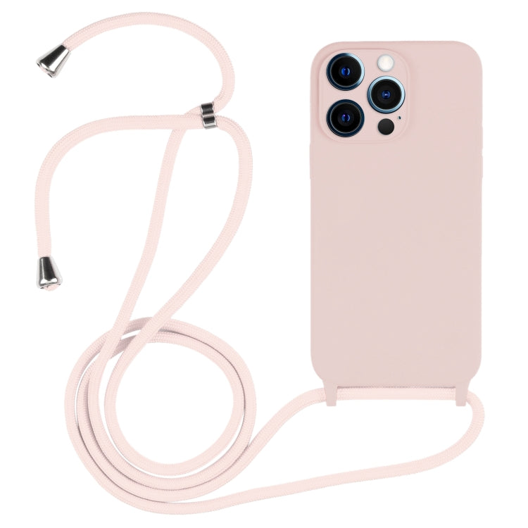 For iPhone 12 Pro Max Crossbody Lanyard Liquid Silicone Case(Sand Pink) - iPhone 12 Pro Max Cases by buy2fix | Online Shopping UK | buy2fix