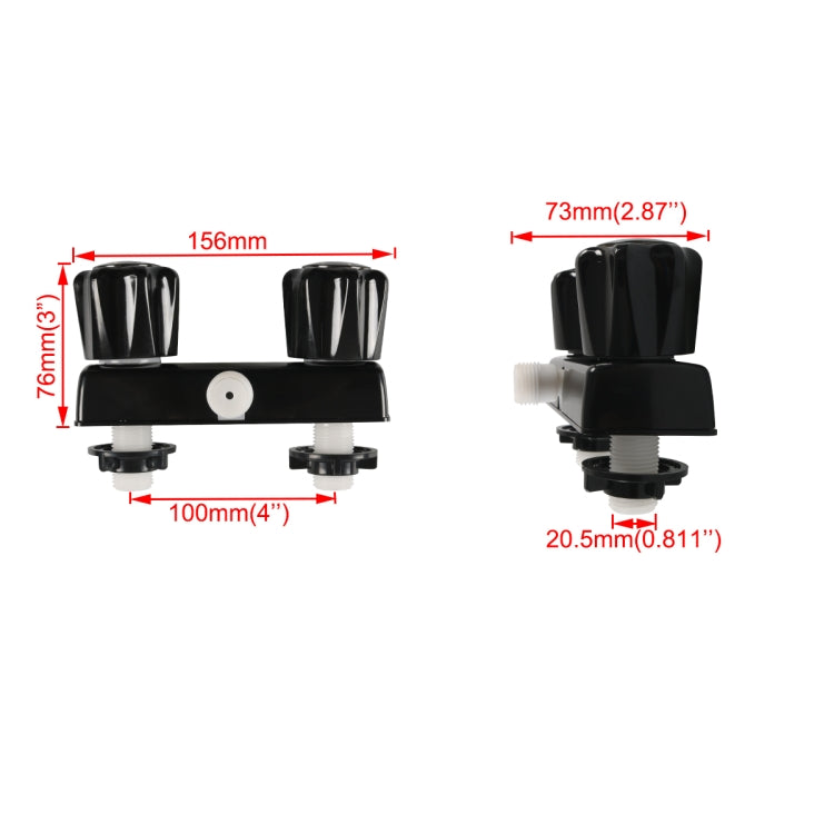 A7616-02 Dual Knob RV Shower Faucet Valve Diverter(Black) - In Car by buy2fix | Online Shopping UK | buy2fix