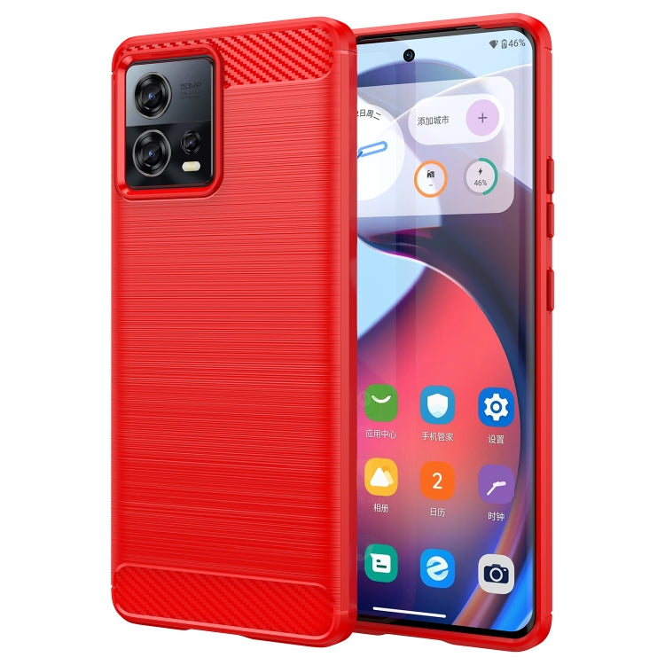 For Motorola Edge 30 Fusion/Moto S30 Pro Brushed Texture Carbon Fiber TPU Phone Case(Red) - Motorola Cases by buy2fix | Online Shopping UK | buy2fix
