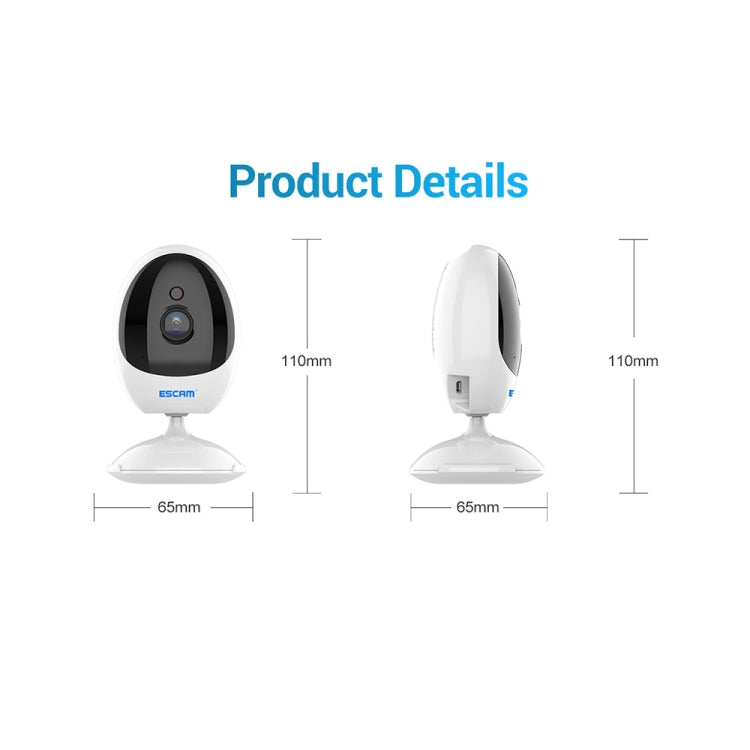 ESCAM QF006 3MP 1296P HD Indoor Wireless PTZ IP Camera IR Night Vision AI Humanoid Detection Home Security CCTV Monitor, Plug Type:EU Plug(White) - Mini Camera by ESCAM | Online Shopping UK | buy2fix