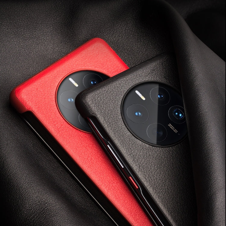 For Huawei Mate 50 Pro QIALINO Genuine Leather Side Window View Smart Phone Case(Red) - Huawei Cases by QIALINO | Online Shopping UK | buy2fix