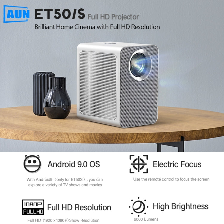 AUN ET50 4 inch 180 Lumens 1920x1080P Smart LED Mini Projector, Plug Type:UK Plug(White) - Consumer Electronics by AUN | Online Shopping UK | buy2fix