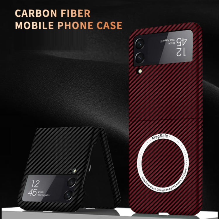For Samsung Galaxy Z Flip4 5G Carbon Fiber Texture MagSafe Magnetic Phone Case(Black) - Galaxy Z Flip4 5G Cases by buy2fix | Online Shopping UK | buy2fix