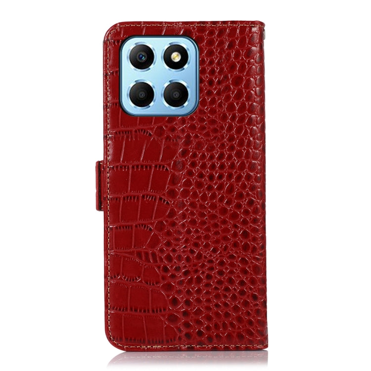 For Honor X8 5G Crocodile Top Layer Cowhide Leather Phone Case(Red) - Honor Cases by buy2fix | Online Shopping UK | buy2fix