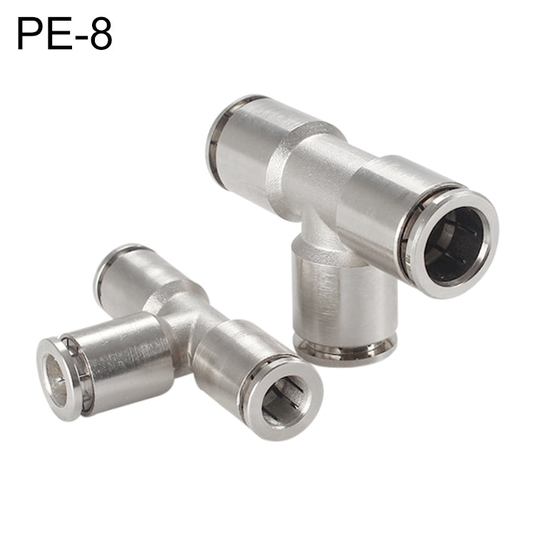 PE-8 LAIZE Nickel Plated Copper Tee Pneumatic Quick Fitting Connector -  by LAIZE | Online Shopping UK | buy2fix