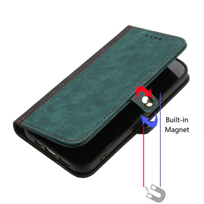 For Samsung Galaxy A21s Side Buckle Double Fold Hand Strap Leather Phone Case(Dark Green) - Galaxy Phone Cases by buy2fix | Online Shopping UK | buy2fix