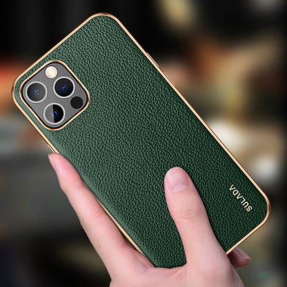 For iPhone 14 Pro SULADA Shockproof TPU + Handmade Leather Phone Case(Green) - iPhone 14 Pro Cases by SULADA | Online Shopping UK | buy2fix