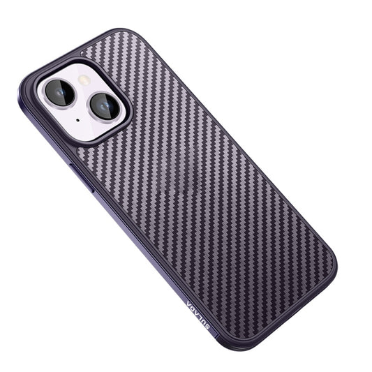 For iPhone 14 Plus SULADA Carbon Fiber Textured Shockproof Metal + TPU Frame Case(Dark Purple) - iPhone 14 Plus Cases by SULADA | Online Shopping UK | buy2fix