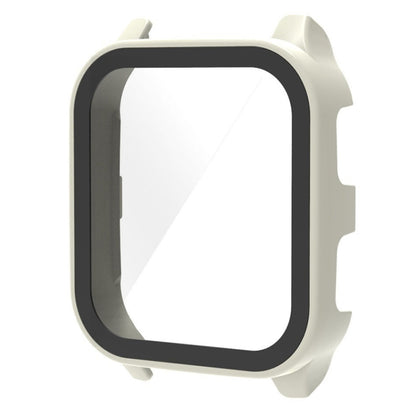 For Garmin Venu Sq2 PC + 9H Tempered Glass Integrated Protective Watch Case(Ivory White) - Watch Cases by buy2fix | Online Shopping UK | buy2fix