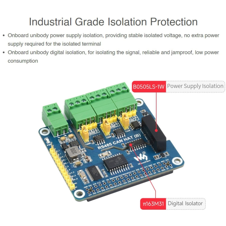 Waveshare Isolated RS485 CAN HAT For Raspberry Pi - Mini PC Accessories by WAVESHARE | Online Shopping UK | buy2fix