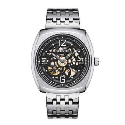 OCHSTIN 7262 Masterpiece Series Mechanical Steel Band Men Watch(Silver Black) - Metal Strap Watches by OCHSTIN | Online Shopping UK | buy2fix