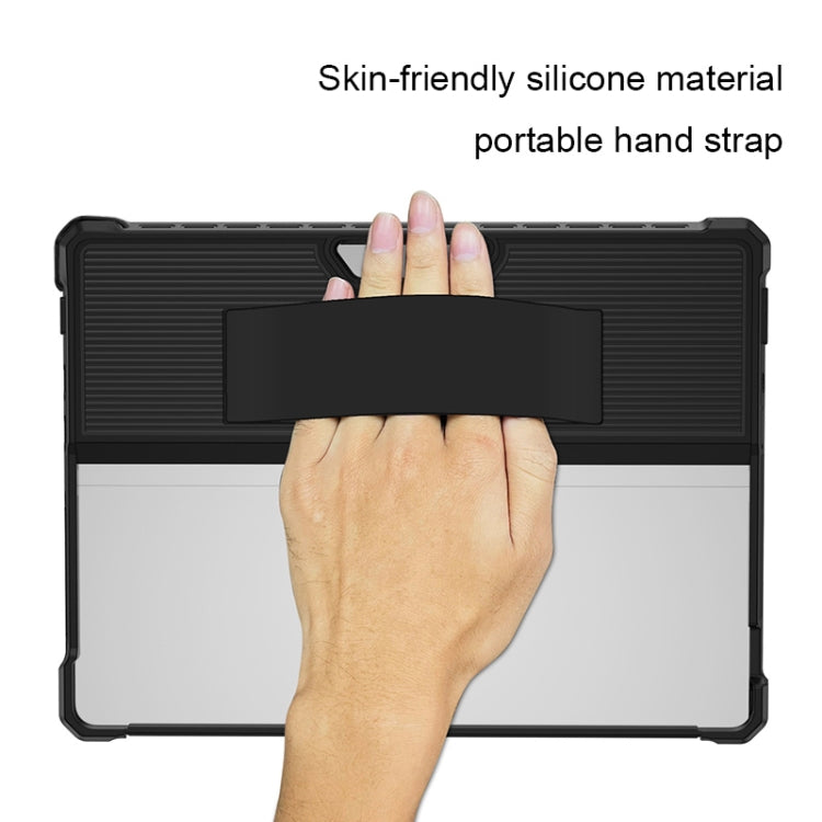 For Microsoft Surface Pro 9 Striped Hollow Tablet Case with Shoulder Strap(Black) - Others by buy2fix | Online Shopping UK | buy2fix