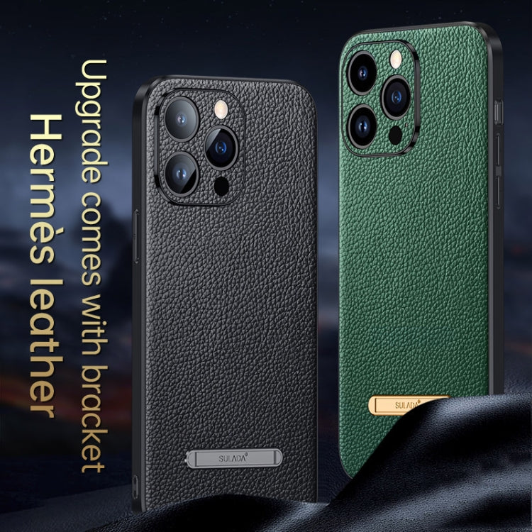 For iPhone 14 Plus SULADA Famous Artisan Series Litchi Leather PC + TPU Phone Case(Brown) - iPhone 14 Plus Cases by SULADA | Online Shopping UK | buy2fix