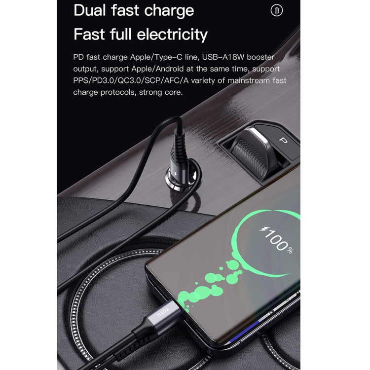 TOTUDESIGN 20W USB Car Fast Charging, Cable Length: 1.2m, Interface:USB-C / Type-C(Grey) - Car Charger by TOTUDESIGN | Online Shopping UK | buy2fix