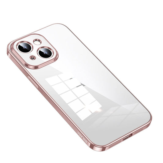 For iPhone 14 Plus SULADA Shine Through Series Plating TPU Transparent Phone Protective Case(Pink) - iPhone 14 Plus Cases by SULADA | Online Shopping UK | buy2fix