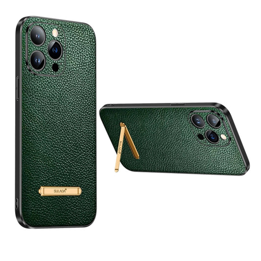For iPhone 14 Plus SULADA Invisible Bracket Leather Back Cover Phone Case(Dark Green) - iPhone 14 Plus Cases by SULADA | Online Shopping UK | buy2fix