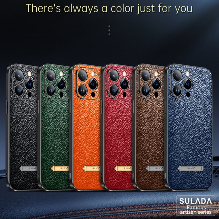 For iPhone 14 Plus SULADA Invisible Bracket Leather Back Cover Phone Case(Orange) - iPhone 14 Plus Cases by SULADA | Online Shopping UK | buy2fix