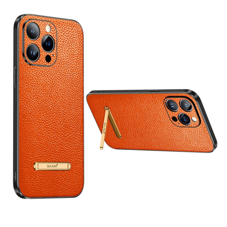 For iPhone 13 Pro Max SULADA Invisible Bracket Leather Back Cover Phone Case(Orange) - iPhone 13 Pro Max Cases by SULADA | Online Shopping UK | buy2fix