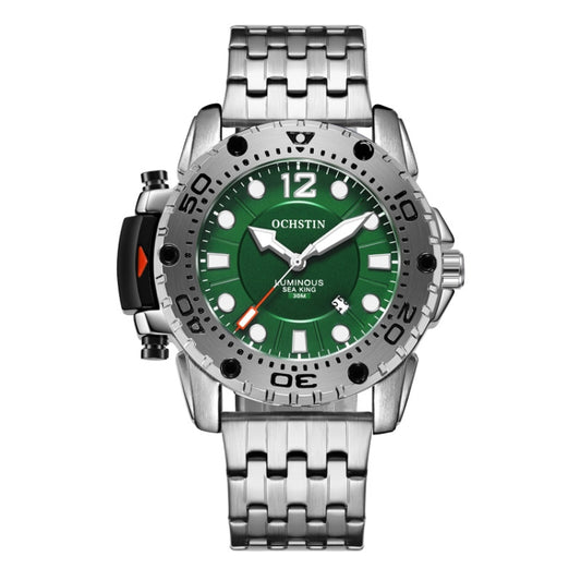 OCHSTIN 7249 Fashion Steel Strap Multifunctional Quartz Men Watch(Silver+Green) - Metal Strap Watches by OCHSTIN | Online Shopping UK | buy2fix