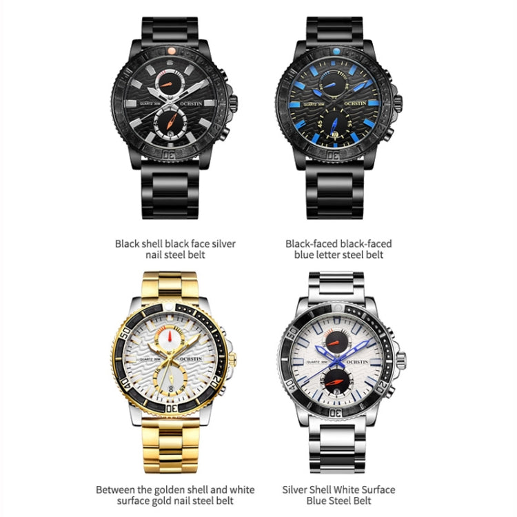 OCHSTIN 7250 Fashion Steel Strap Multifunctional Quartz Men Watch(Black+Black) - Metal Strap Watches by OCHSTIN | Online Shopping UK | buy2fix