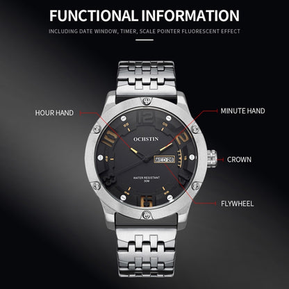 OCHSTIN 7255 Fashion Steel Strap Day-date Quartz Men Watch(Silver White) - Metal Strap Watches by OCHSTIN | Online Shopping UK | buy2fix