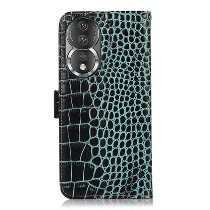 For Honor 80 Crocodile Top Layer Cowhide Leather Phone Case(Green) - Honor Cases by buy2fix | Online Shopping UK | buy2fix