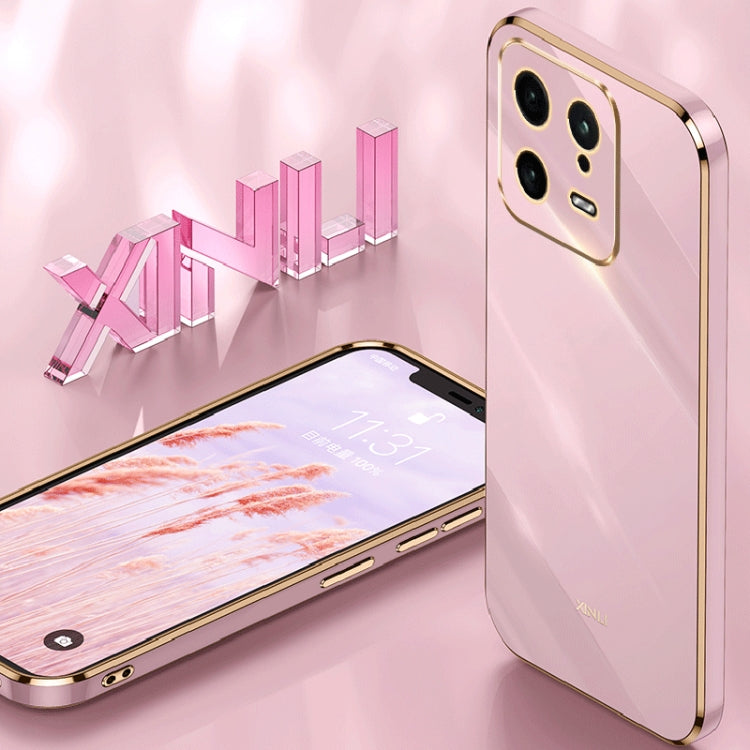 For Xiaomi 13 XINLI Straight Edge 6D Electroplate TPU Phone Case(Pink) - 13 Cases by buy2fix | Online Shopping UK | buy2fix