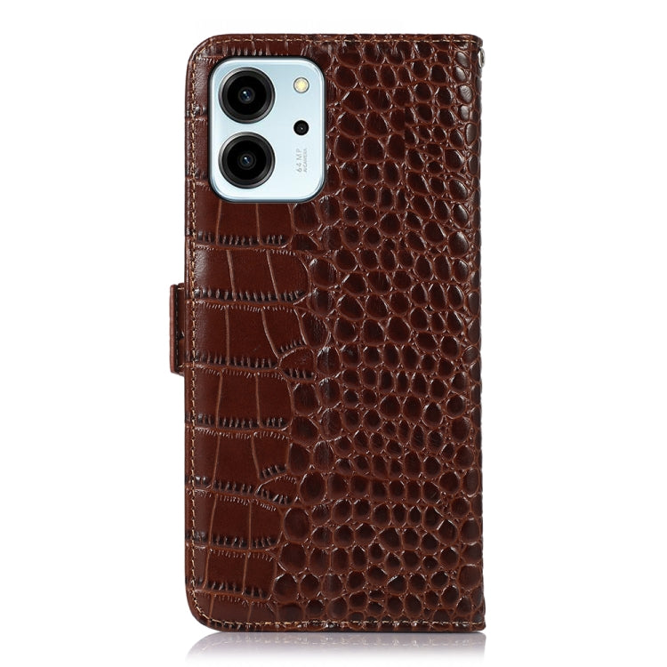 For Honor 80 SE Crocodile Top Layer Cowhide Leather Phone Case(Brown) - Honor Cases by buy2fix | Online Shopping UK | buy2fix