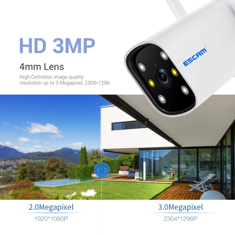 ESCAM PT301 3MP 1296P HD Indoor Wireless PTZ IP Camera IR Night Vision AI Humanoid Detection Home Security CCTV Monitor, Plug Type:AU Plug(White) - Security by ESCAM | Online Shopping UK | buy2fix