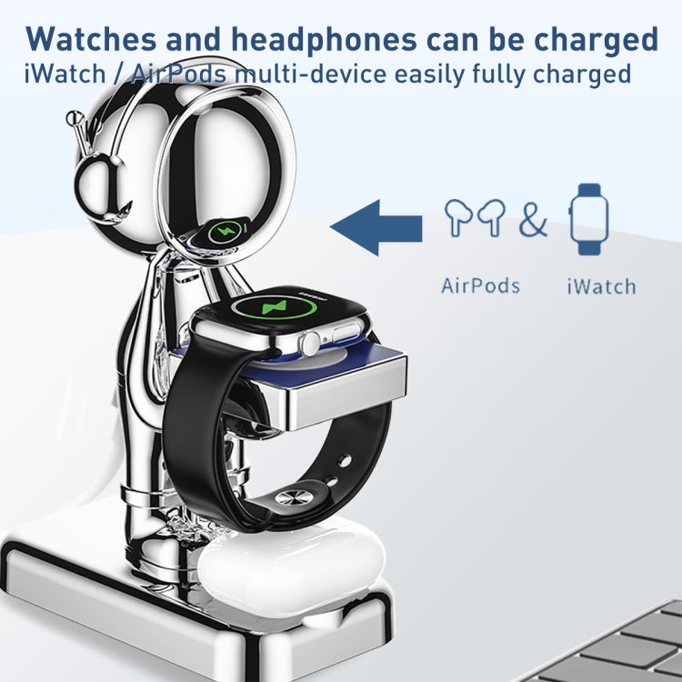 For Watch+Wireless Headset Intelligent Wireless Charging Holder(Gold) - Smart Wear by buy2fix | Online Shopping UK | buy2fix