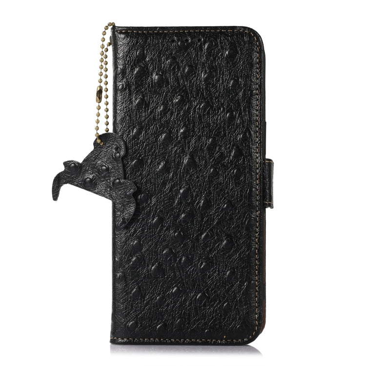 For Samsung Galaxy A04 4G Ostrich Pattern Genuine Leather RFID Phone Case(Black) - Galaxy Phone Cases by buy2fix | Online Shopping UK | buy2fix