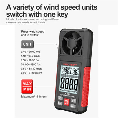 HABOTEST HT605 Portable Intelligent Digital Display Handheld Wind Speed Tester - Consumer Electronics by buy2fix | Online Shopping UK | buy2fix