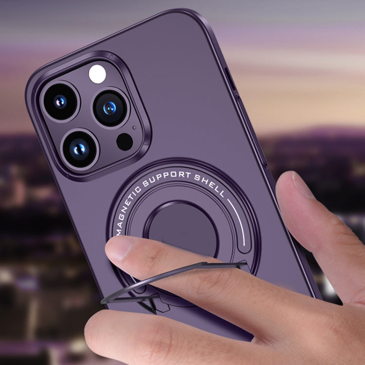 For iPhone 13 Pro Max Matte Magsafe Magnetic Phone Case with Trolley Holder(Night Purple) - iPhone 13 Pro Max Cases by buy2fix | Online Shopping UK | buy2fix