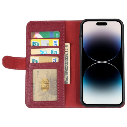 For iPhone 14 Pro Max GEBEI Top-grain Horizontal Flip Leather Phone Case(Wine Red) - iPhone 14 Pro Max Cases by GEBEI | Online Shopping UK | buy2fix