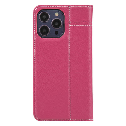 For iPhone 13 Pro Max GEBEI Top-grain Horizontal Flip Leather Phone Case(Rose Red) - iPhone 13 Pro Max Cases by GEBEI | Online Shopping UK | buy2fix