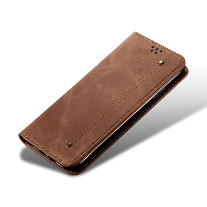 For Samsung Galaxy A34 5G Denim Texture Leather Phone Case(Brown) - Galaxy Phone Cases by buy2fix | Online Shopping UK | buy2fix