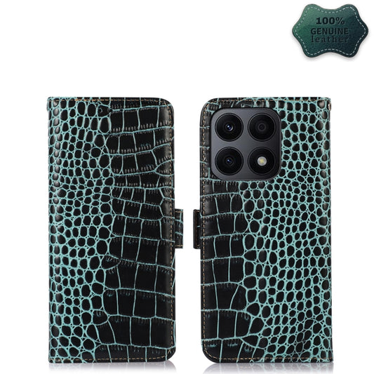 For Honor X8a 4G Crocodile Top Layer Cowhide Leather Phone Case(Green) - Honor Cases by buy2fix | Online Shopping UK | buy2fix