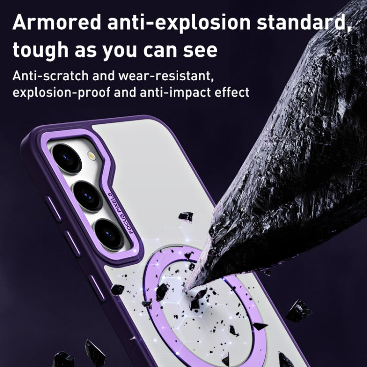 For Samsung Galaxy S23 5G Skin Feel MagSafe Shockproof Phone Case with Holder(Purple) - Galaxy S23 5G Cases by buy2fix | Online Shopping UK | buy2fix